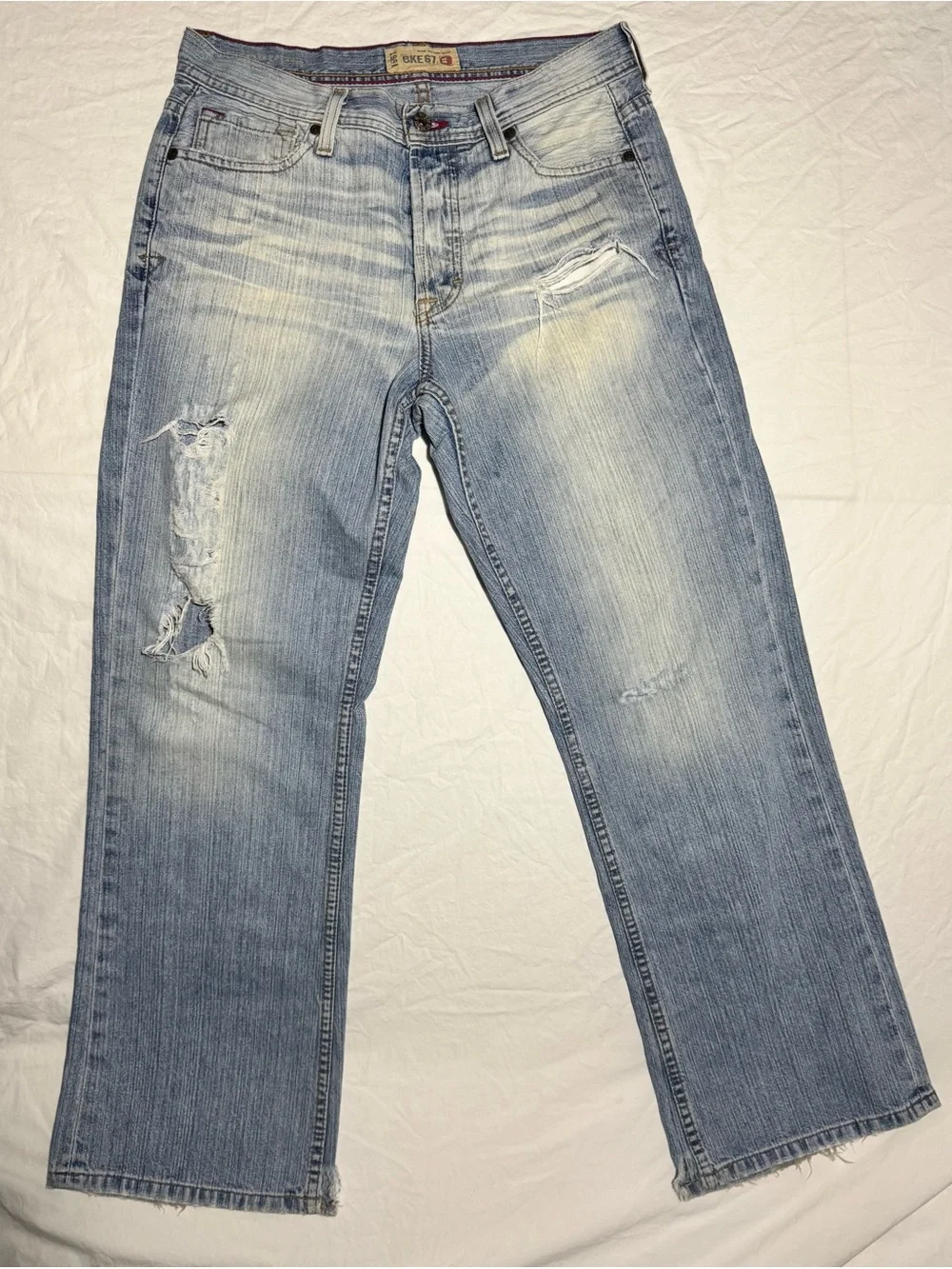 BKE Tyler Bootcut Jeans Mens 30x29 Blue Denim Distressed Thrashed Skater Western